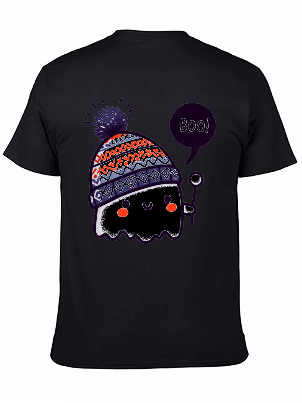 Boo! Ghost in Hat Black Graphic T-Shirt