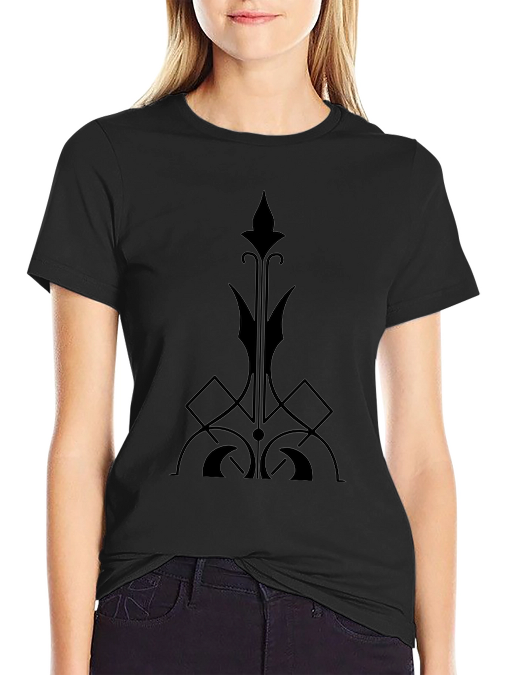Gothic Fleur-de-Lis Style Black T-Shirt