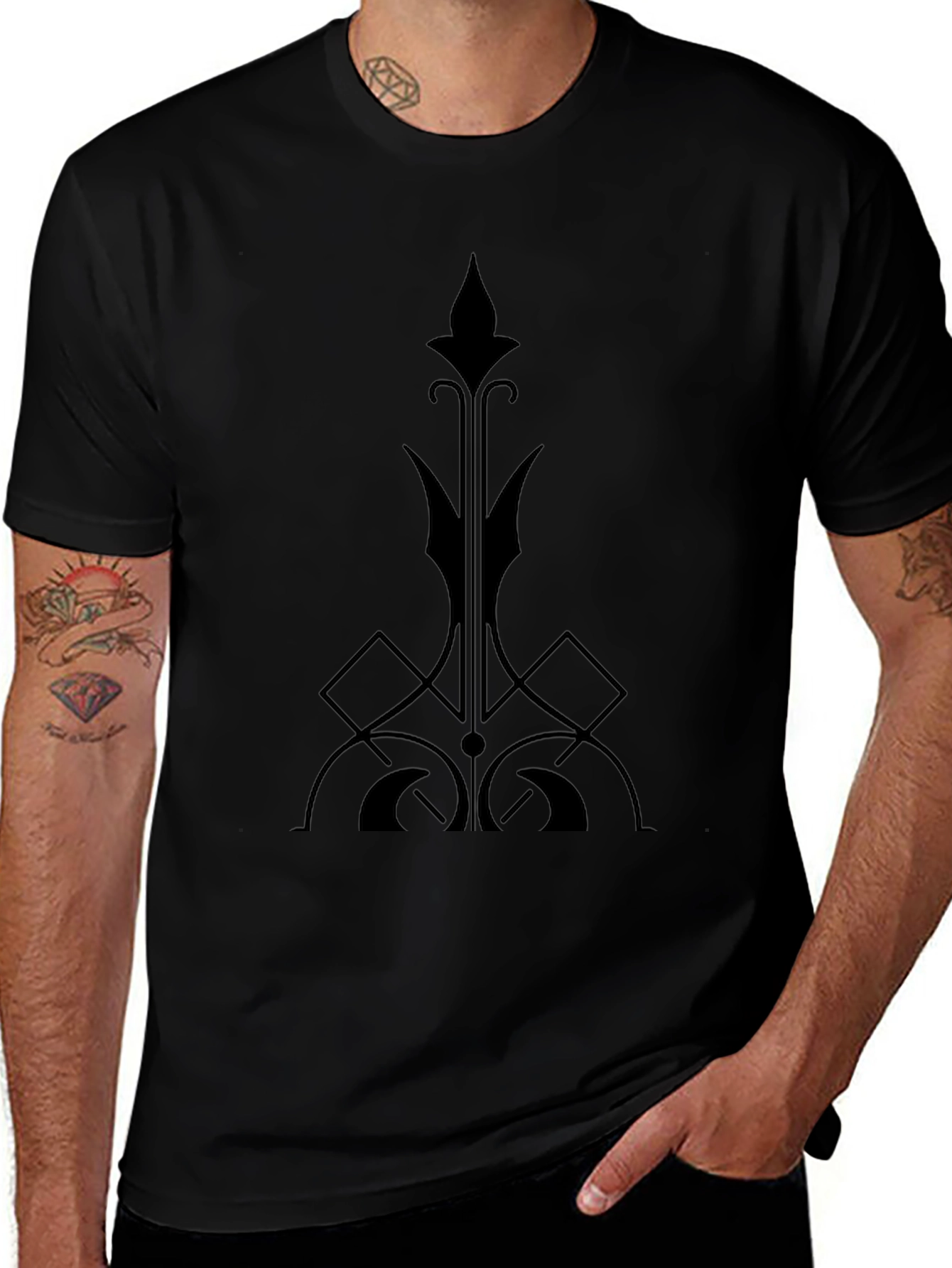 Gothic Fleur-de-Lis Style Black T-Shirt