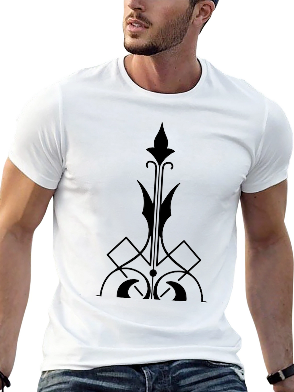 Gothic Fleur-de-Lis Style Black T-Shirt