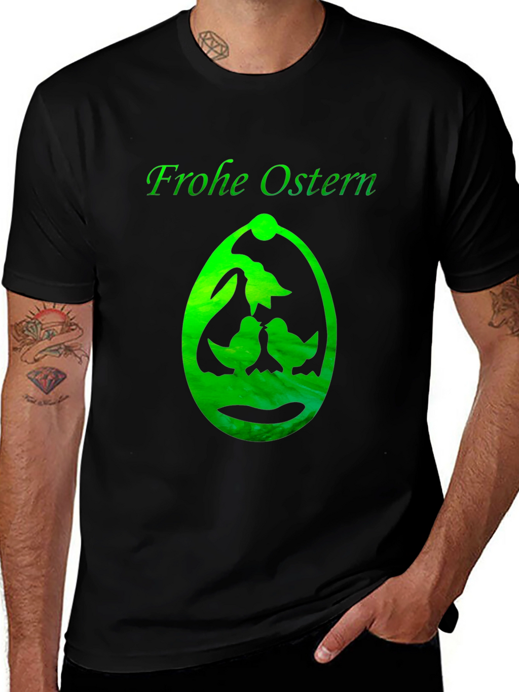 Frohe Ostern T-Shirt Easter Egg Design Black