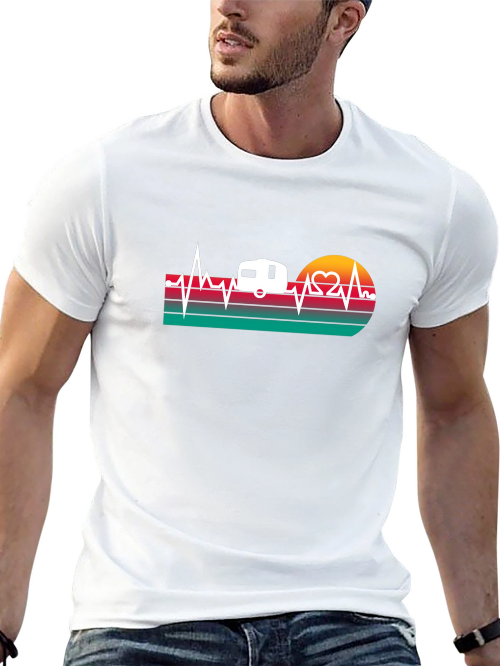 Camper Heartbeat Graphic T-Shirt