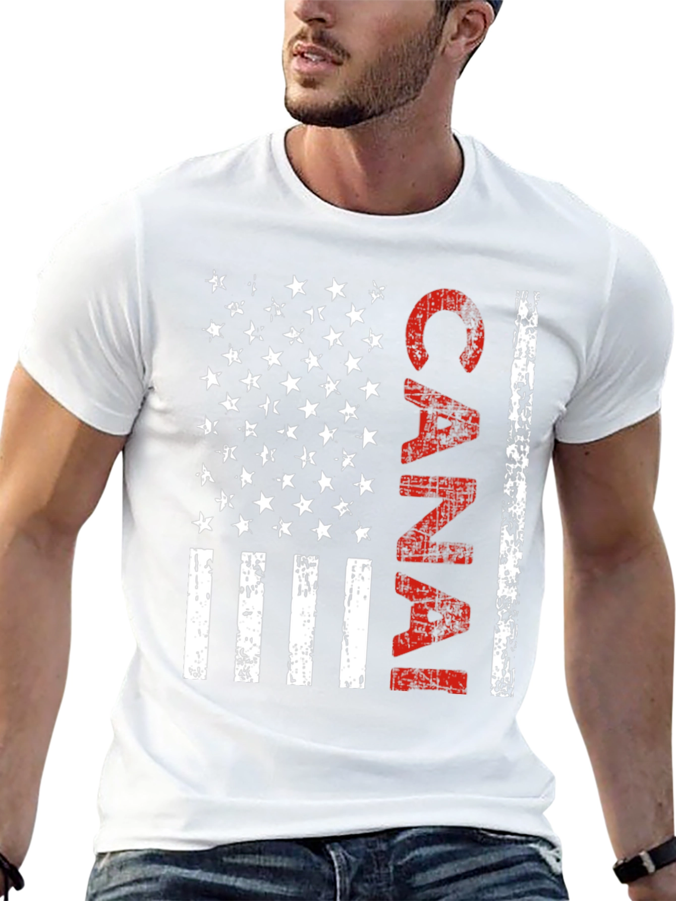 Canal American Flag Style Graphic T-Shirt