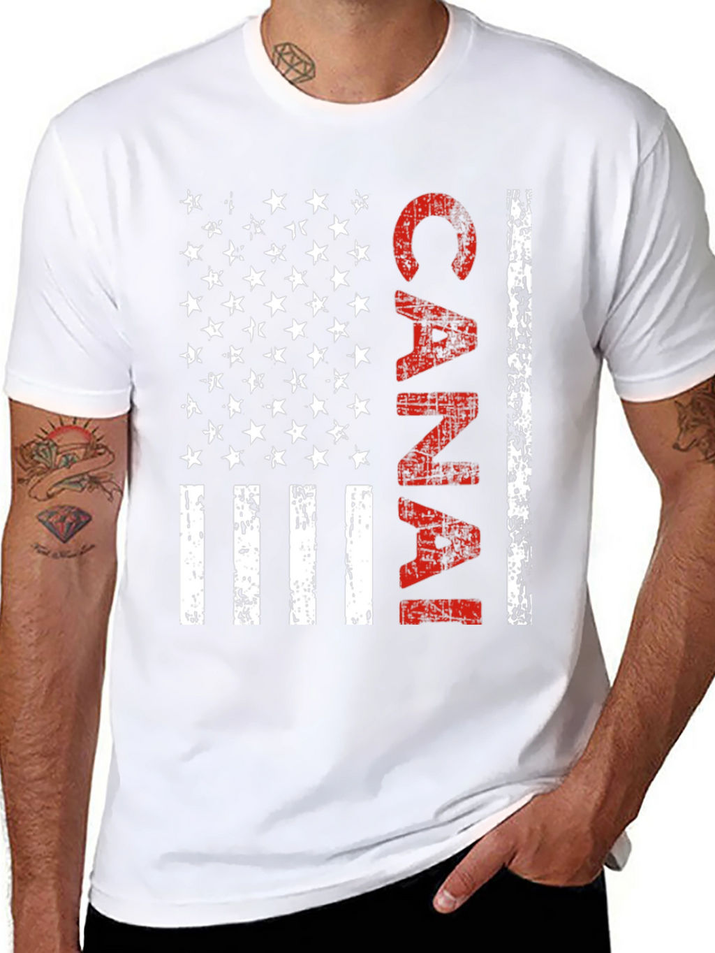 Canal American Flag Style Graphic T-Shirt