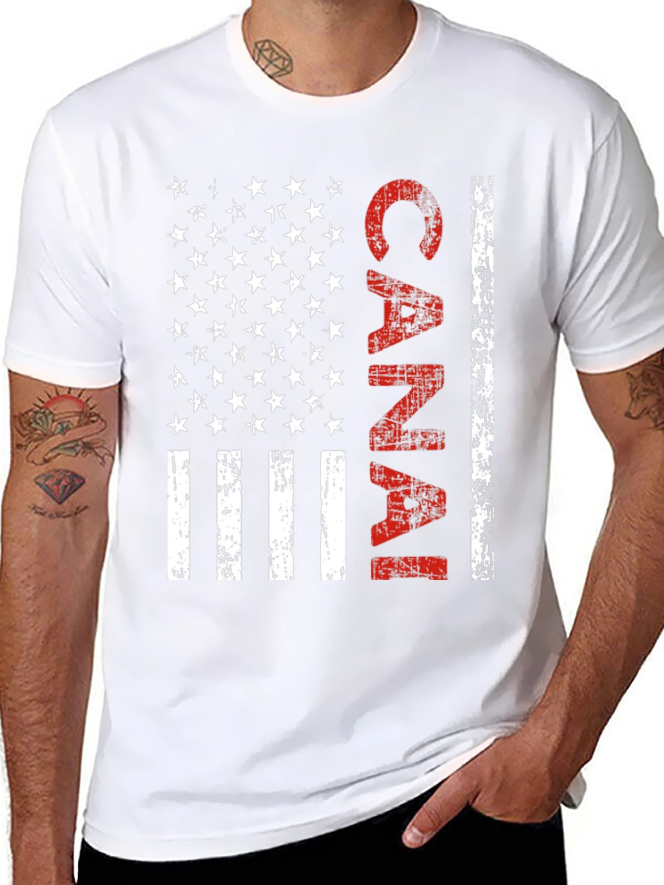 Canal American Flag Style Graphic T-Shirt