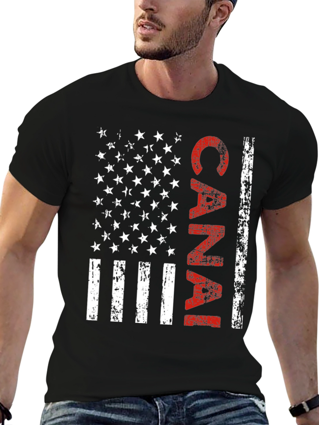 Canal American Flag Style Graphic T-Shirt