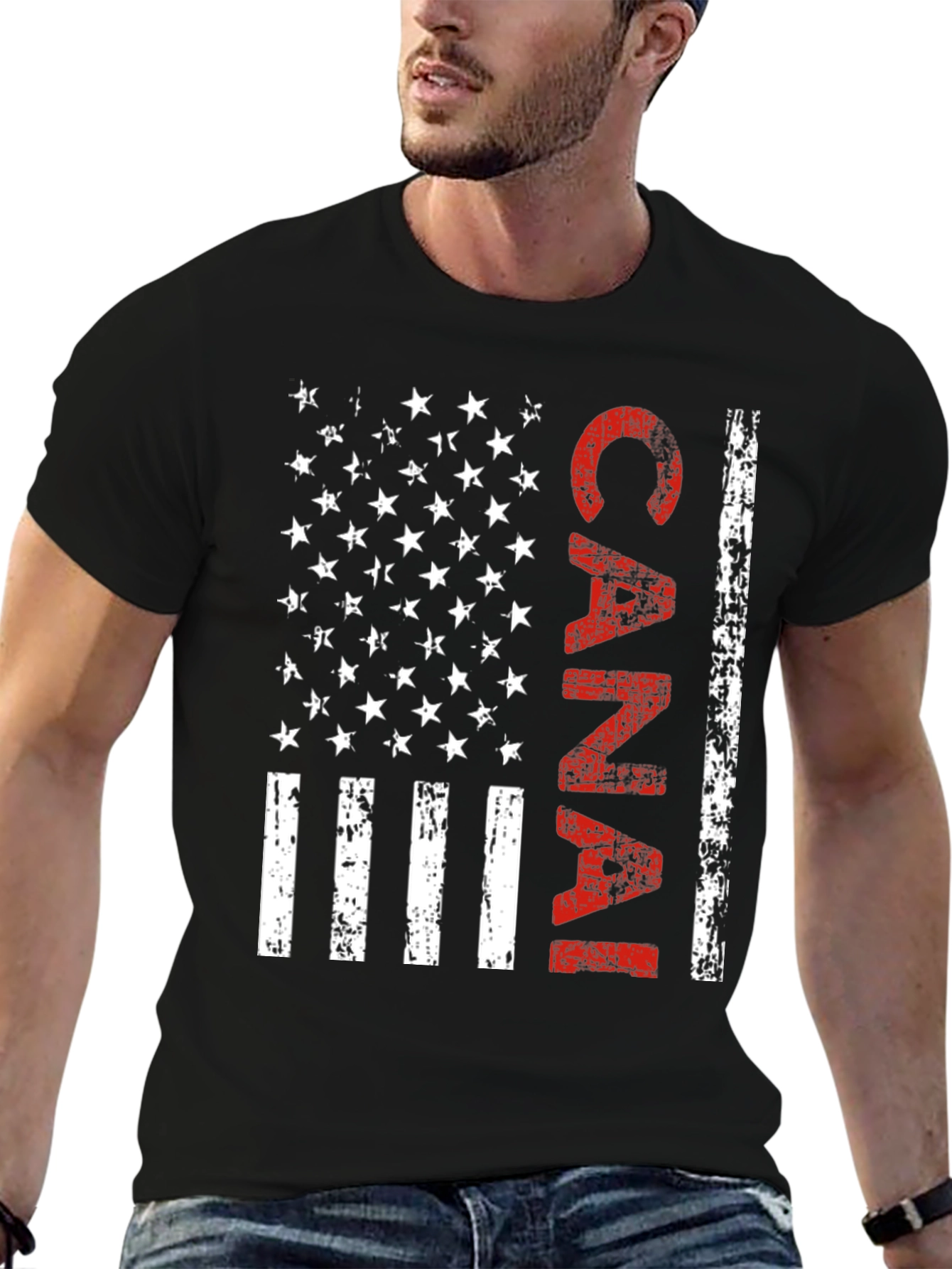 Canal American Flag Style Graphic T-Shirt
