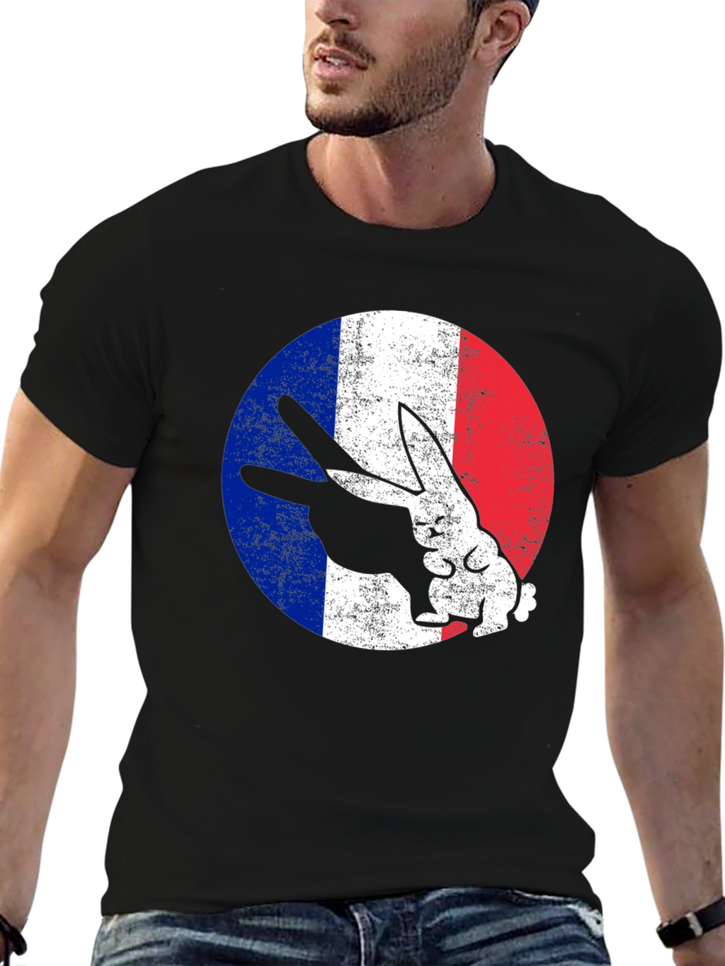 French Rabbit Graphic T-Shirt