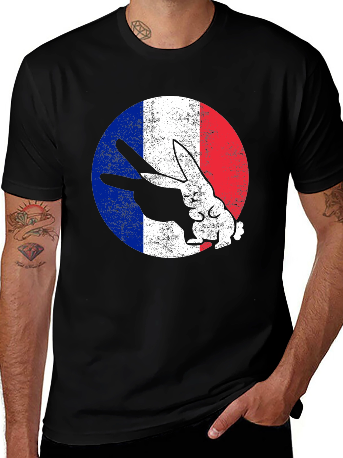 French Rabbit Graphic T-Shirt