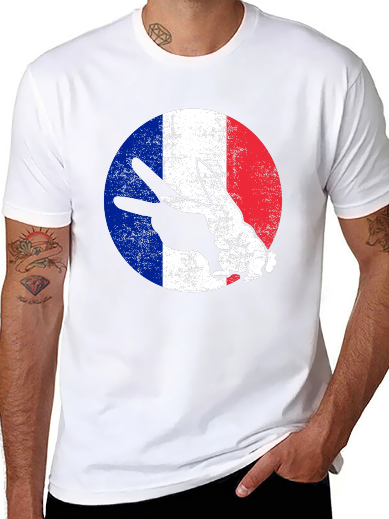 French Rabbit Graphic T-Shirt