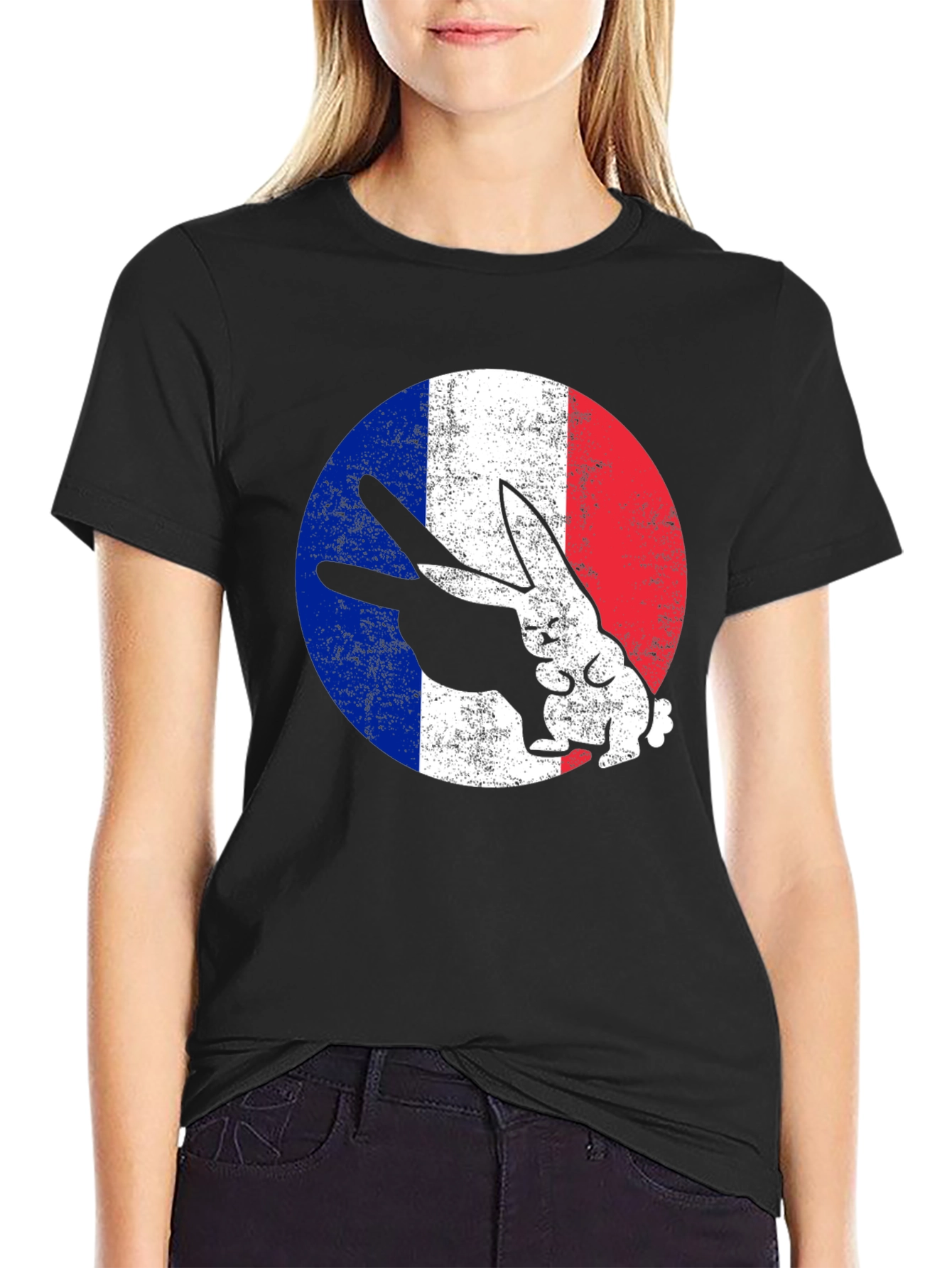 French Rabbit Graphic T-Shirt