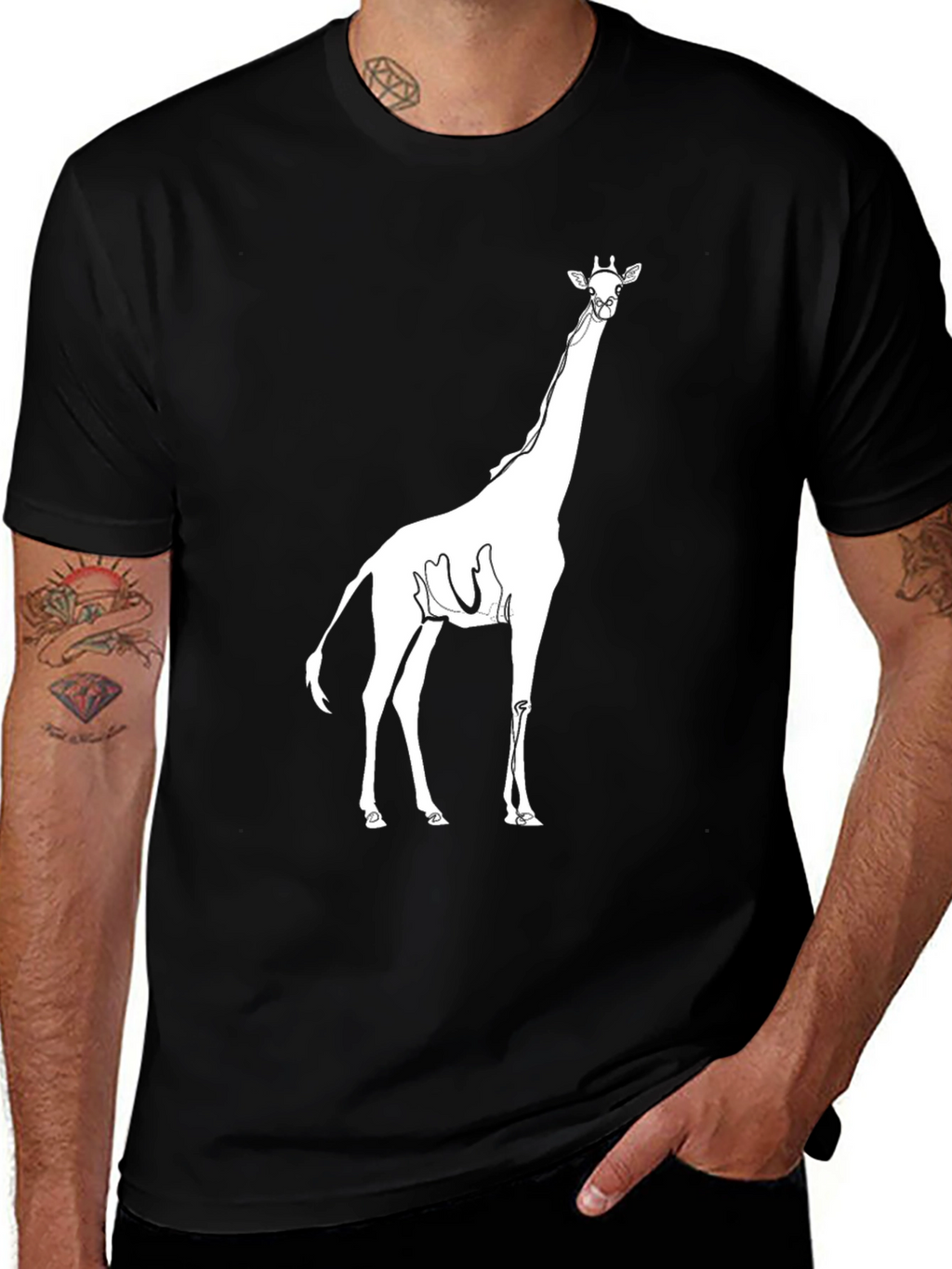 Giraffe Graphic Print Black Tee
