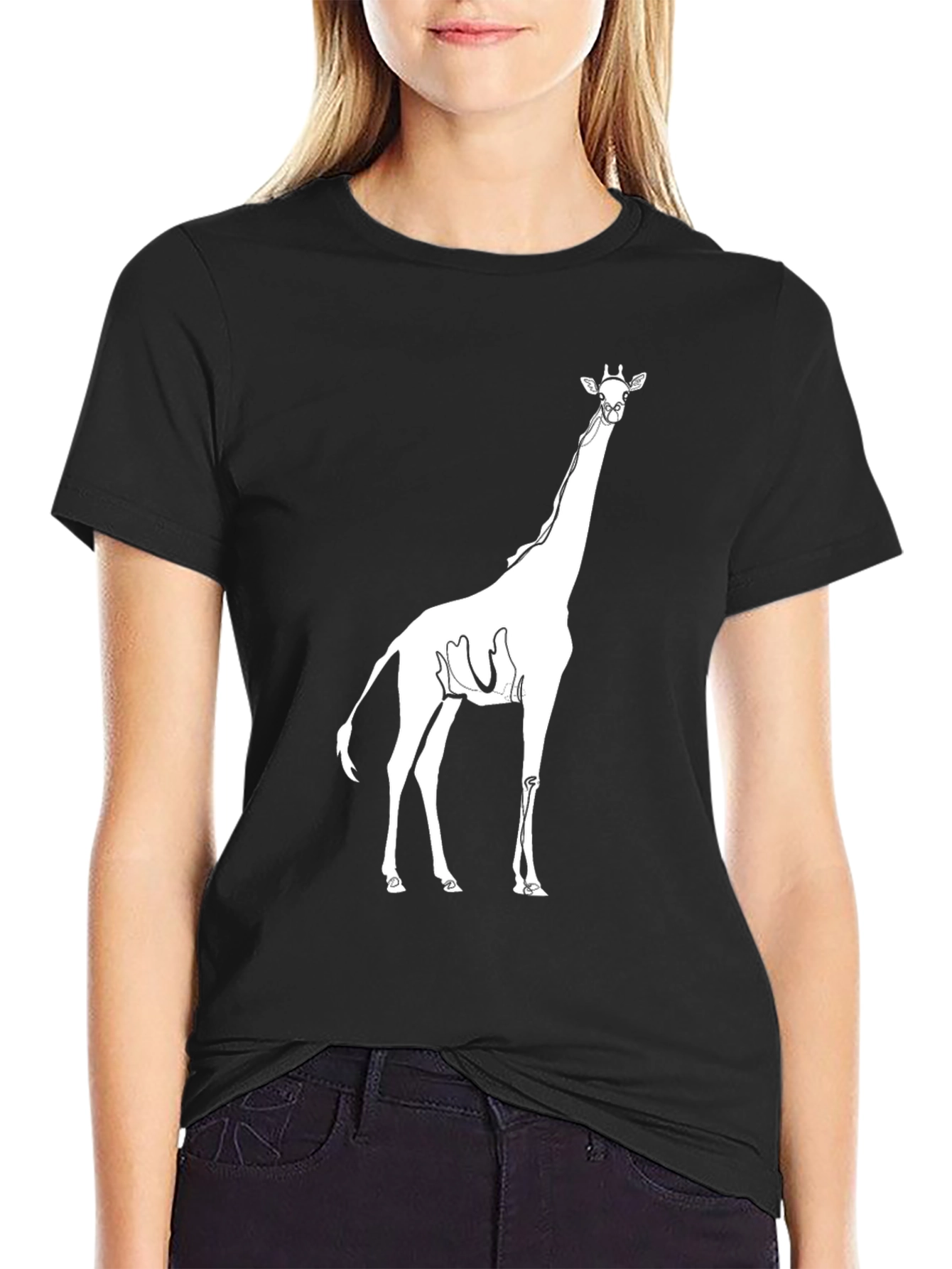 Giraffe Graphic Print Black Tee