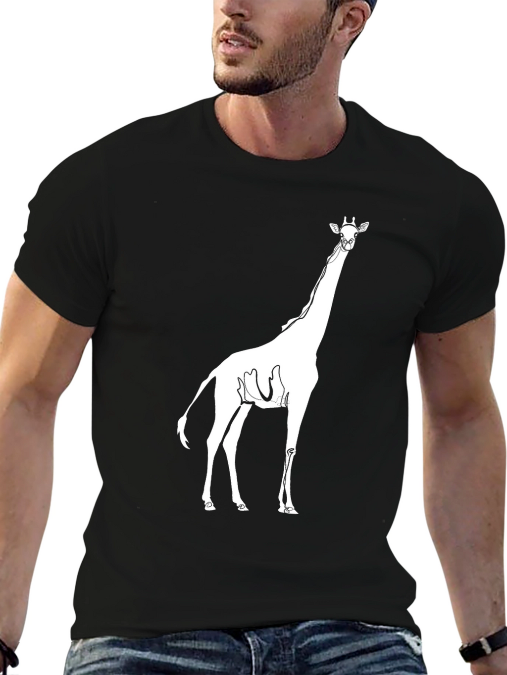Giraffe Graphic Print Black Tee