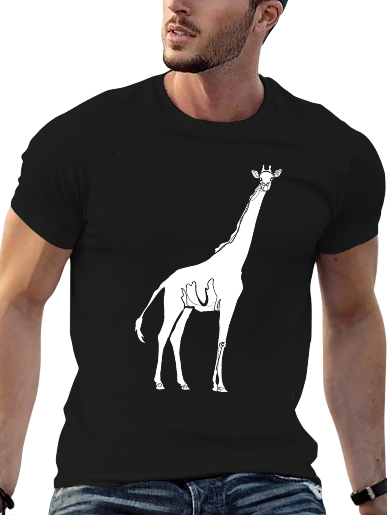 Giraffe Graphic Print Black Tee