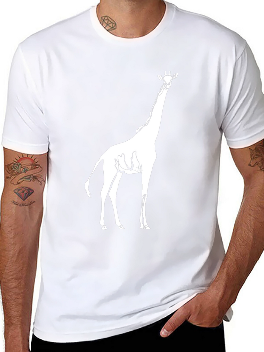 Giraffe Graphic Print Black Tee