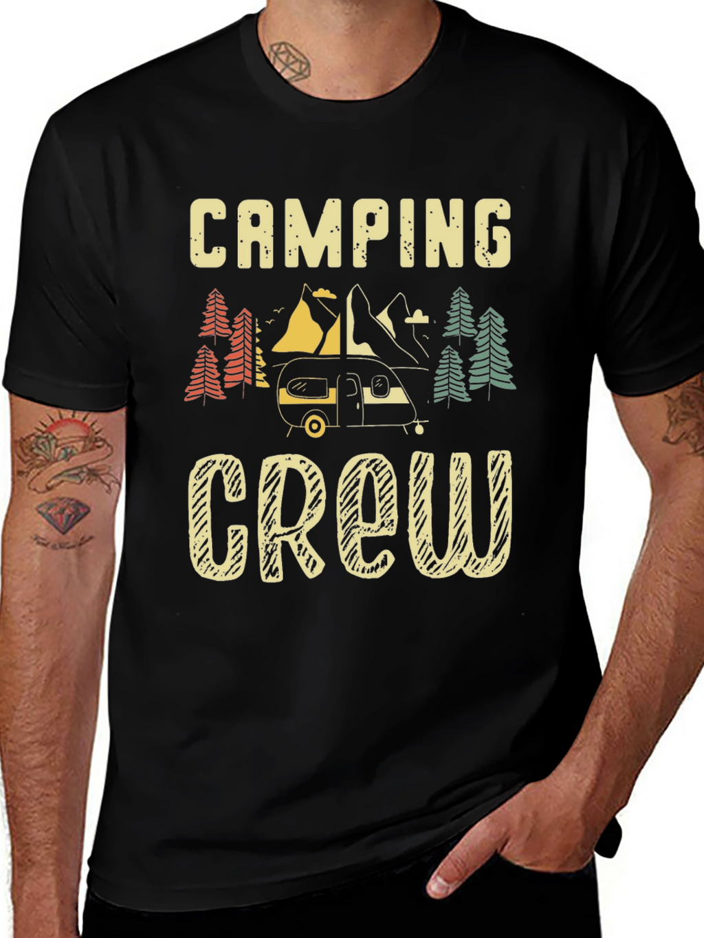 Camping Crew Graphic Tee - Black