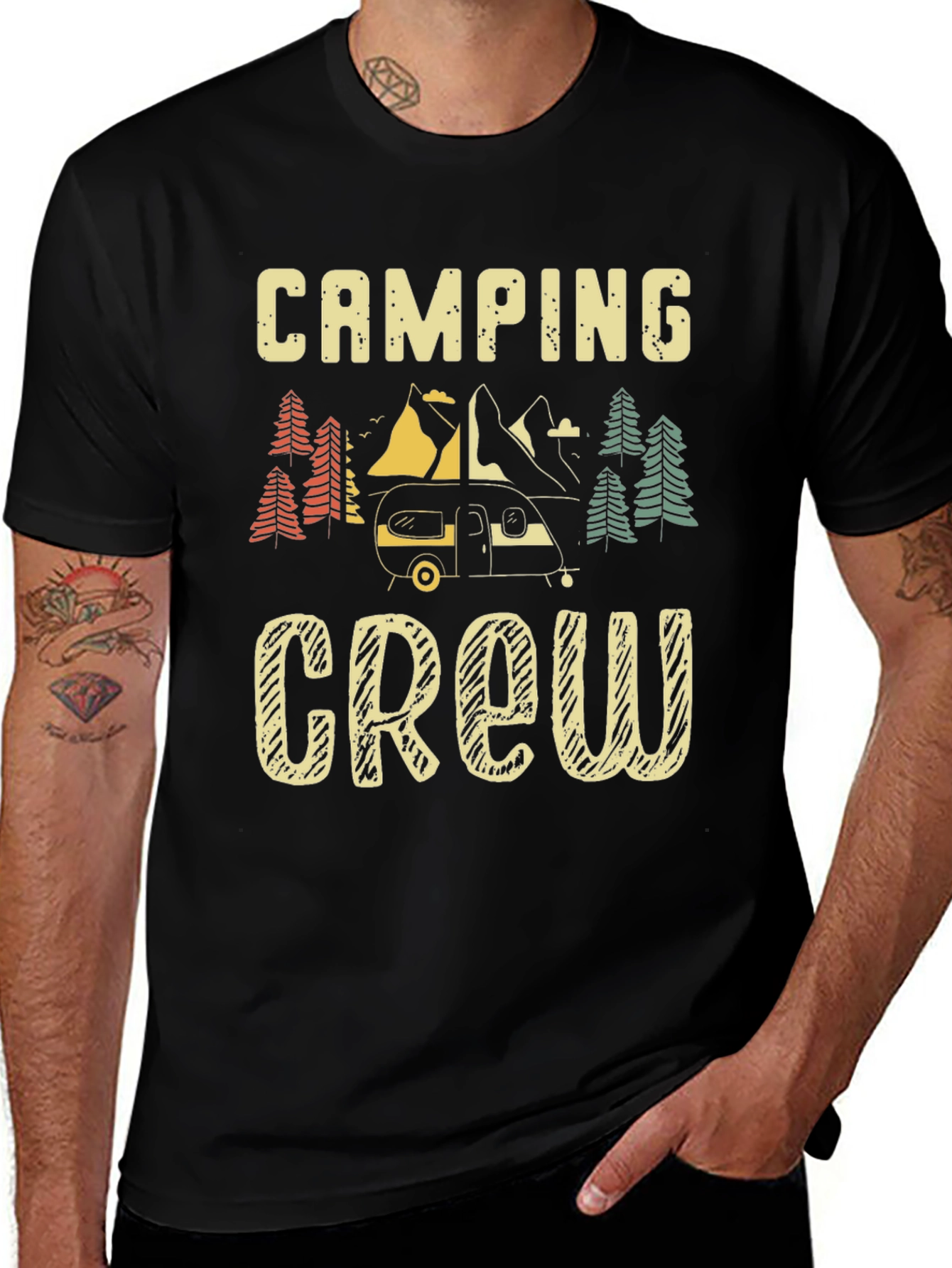 Camping Crew Graphic Tee - Black