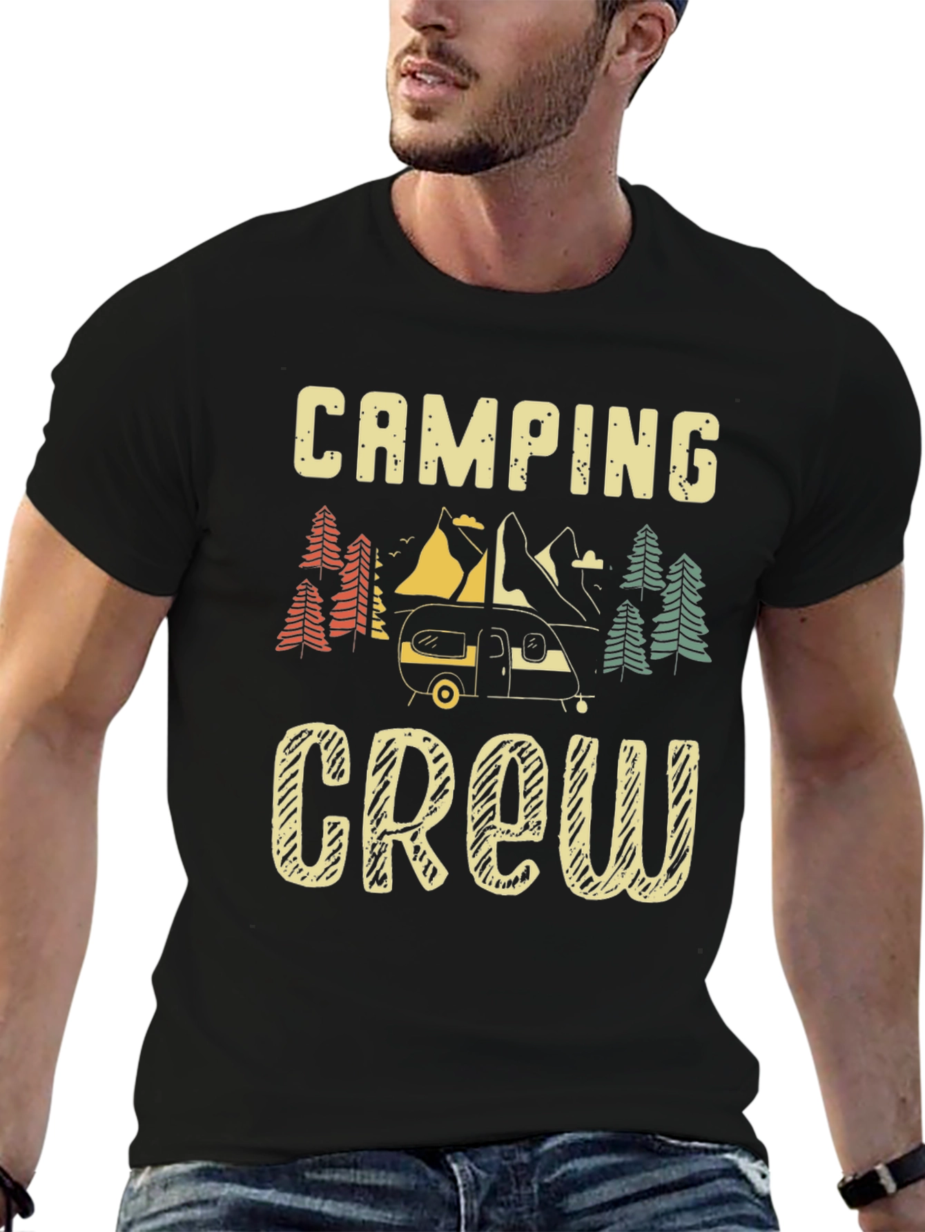 Camping Crew Graphic Tee - Black