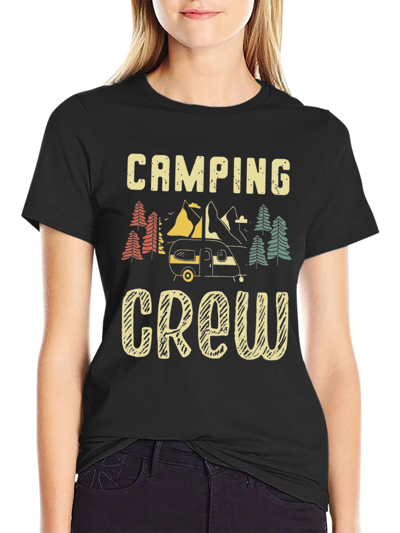 Camping Crew Graphic Tee - Black