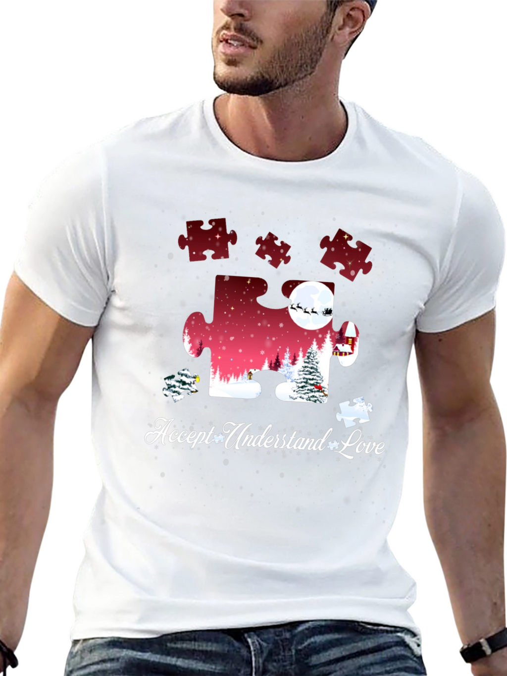 Autism Awareness Puzzle Piece Christmas T-Shirt