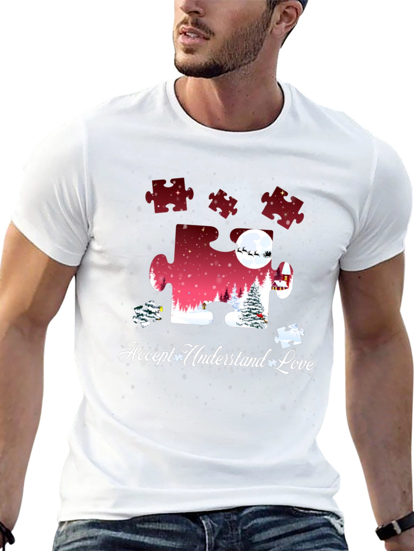 Autism Awareness Puzzle Piece Christmas T-Shirt