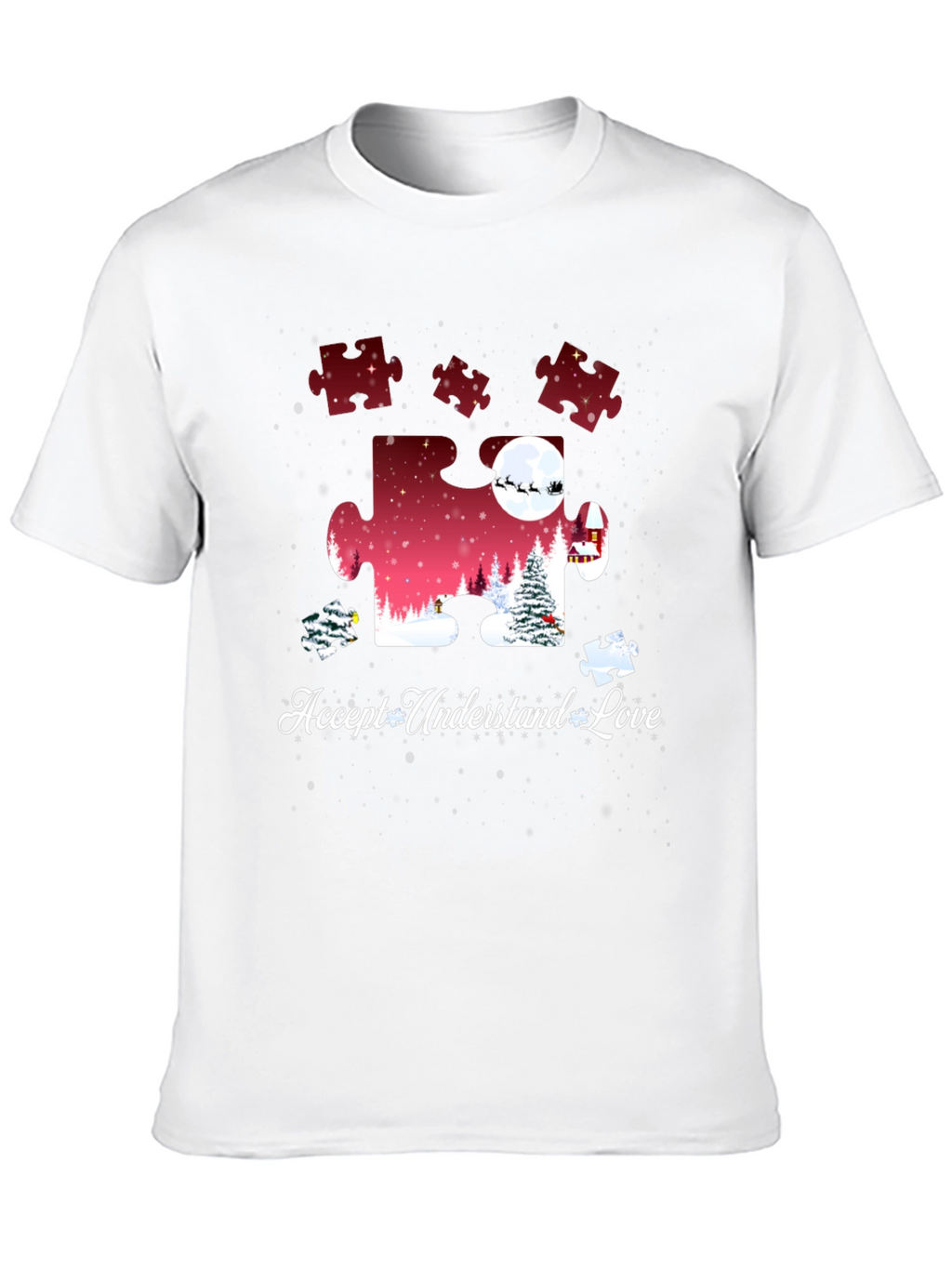 Autism Awareness Puzzle Piece Christmas T-Shirt