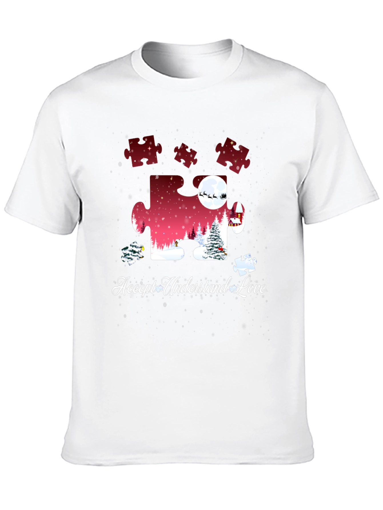 Autism Awareness Puzzle Piece Christmas T-Shirt