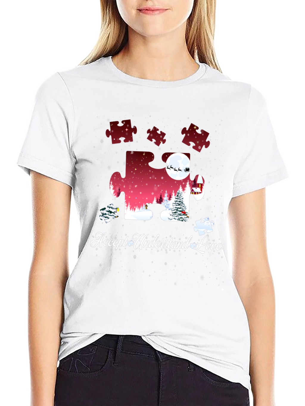 Autism Awareness Puzzle Piece Christmas T-Shirt