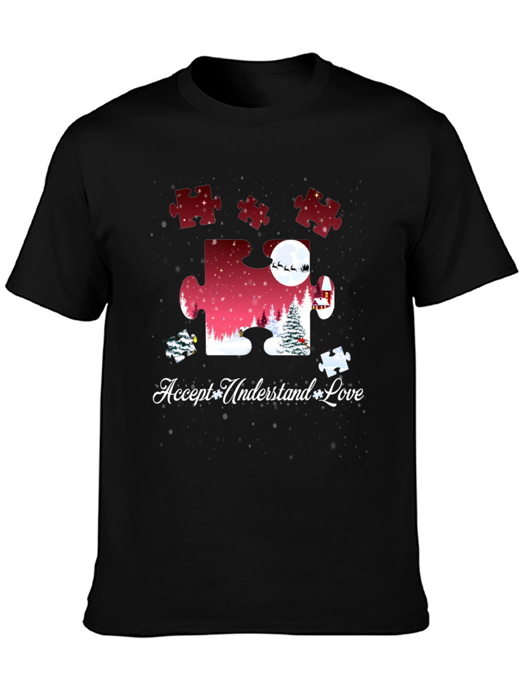 Autism Awareness Puzzle Piece Christmas T-Shirt