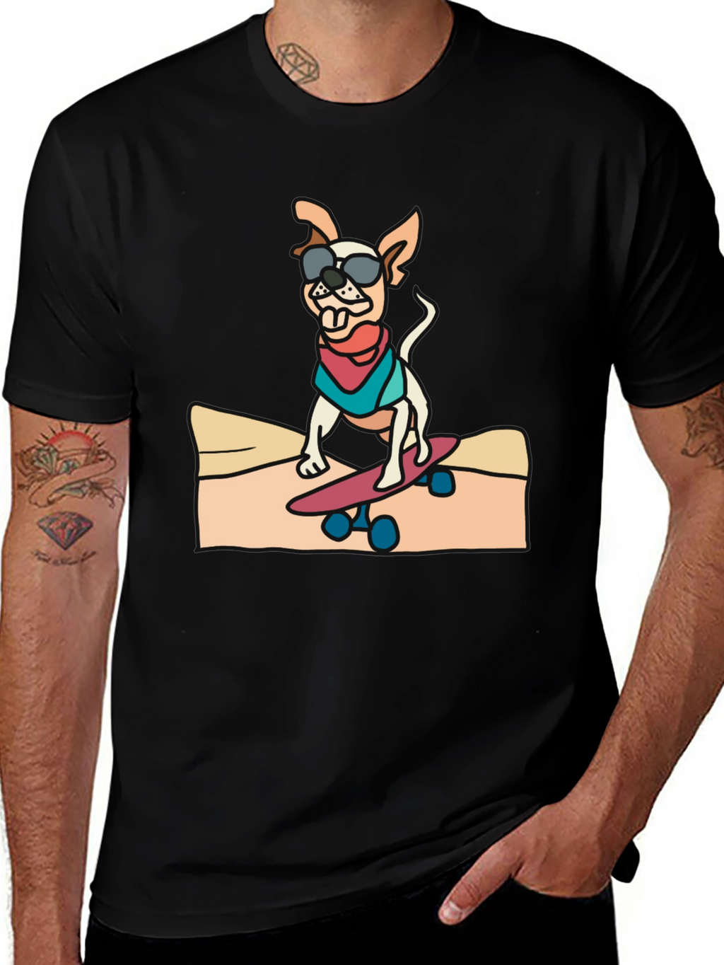 Cool Dog Skateboard Graphic Tee