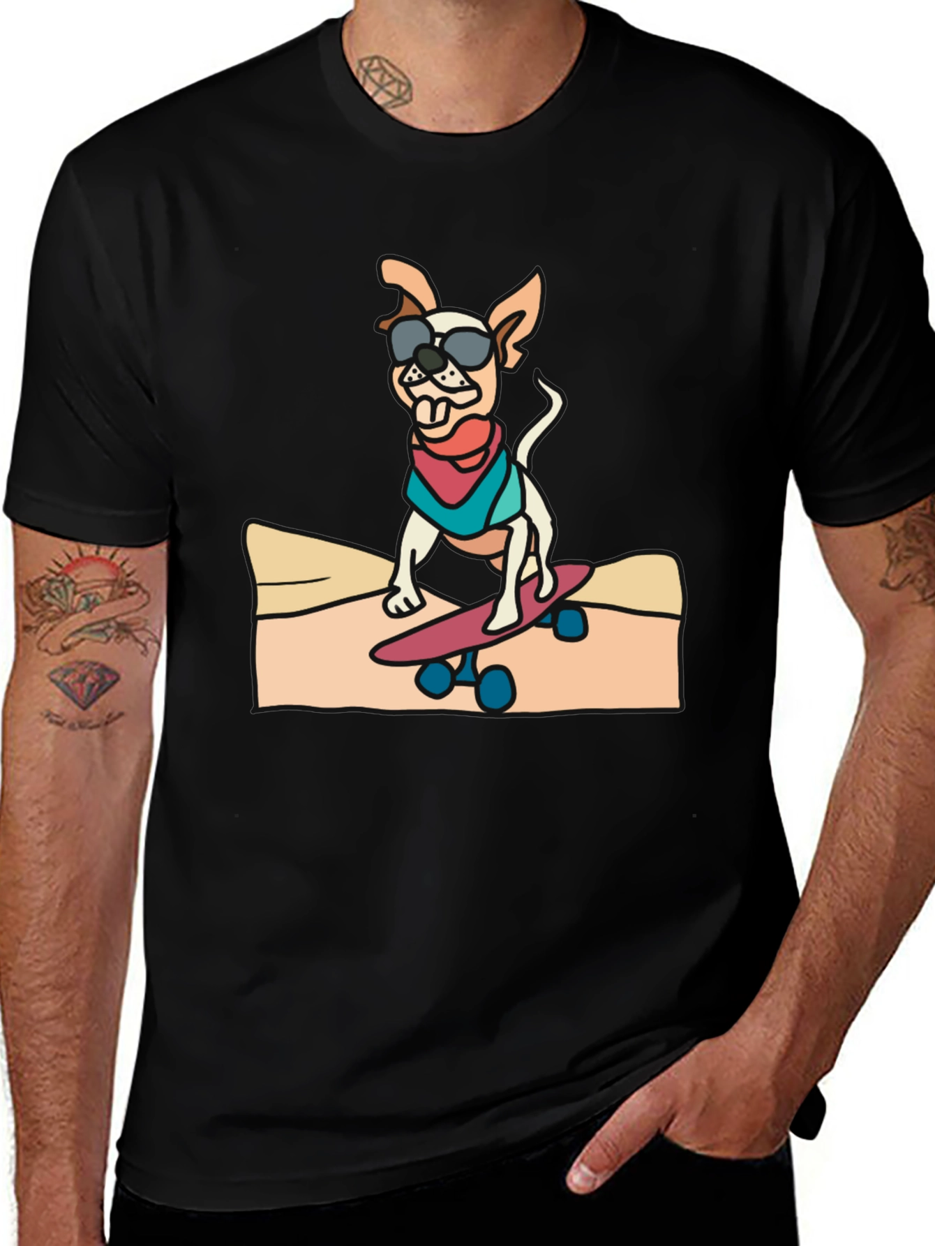 Cool Dog Skateboard Graphic Tee