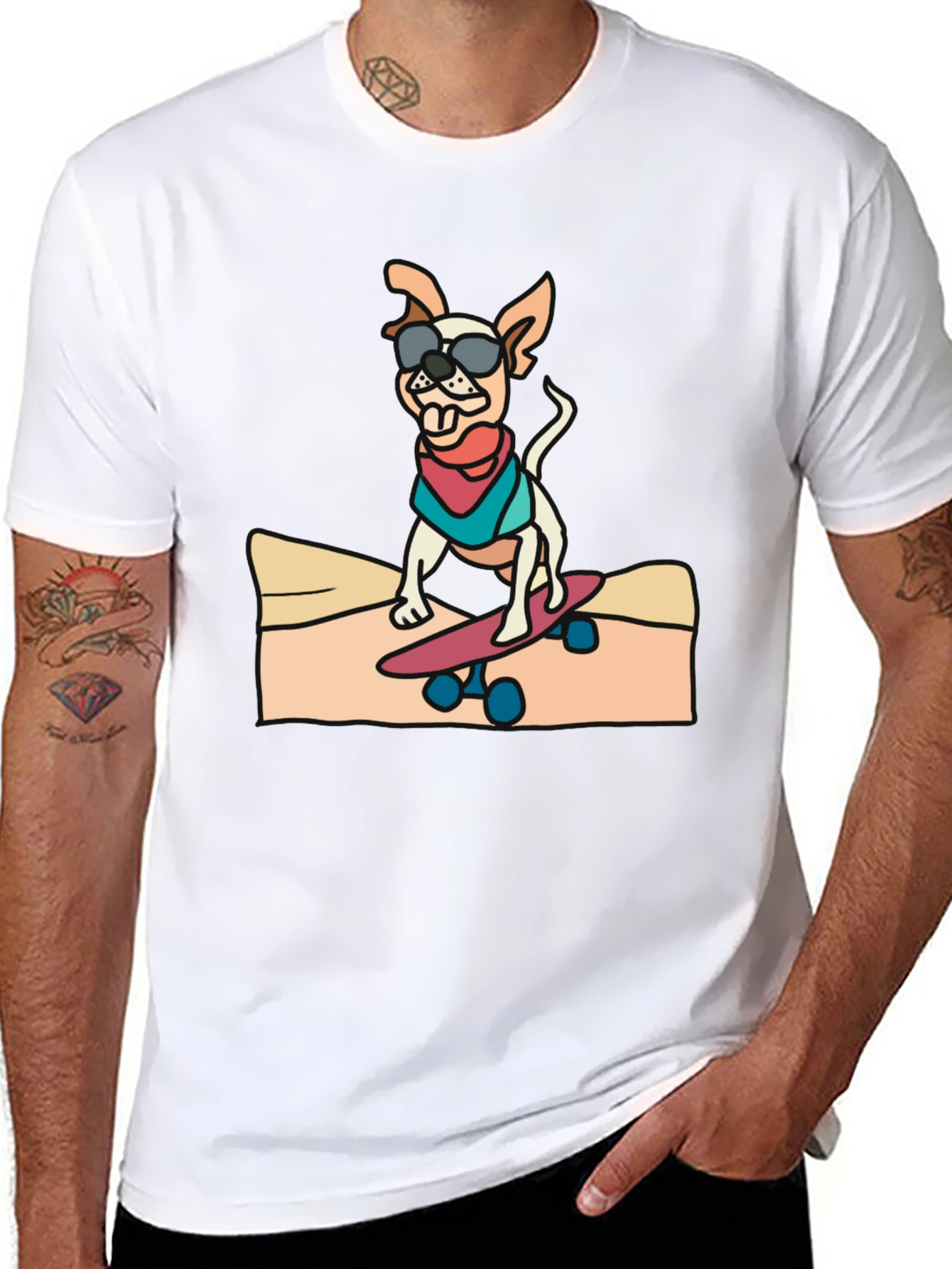 Cool Dog Skateboard Graphic Tee
