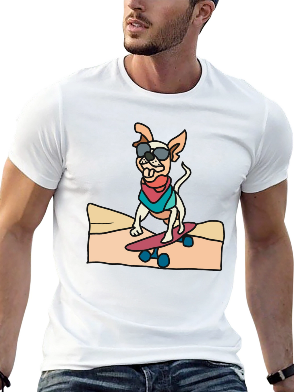 Cool Dog Skateboard Graphic Tee