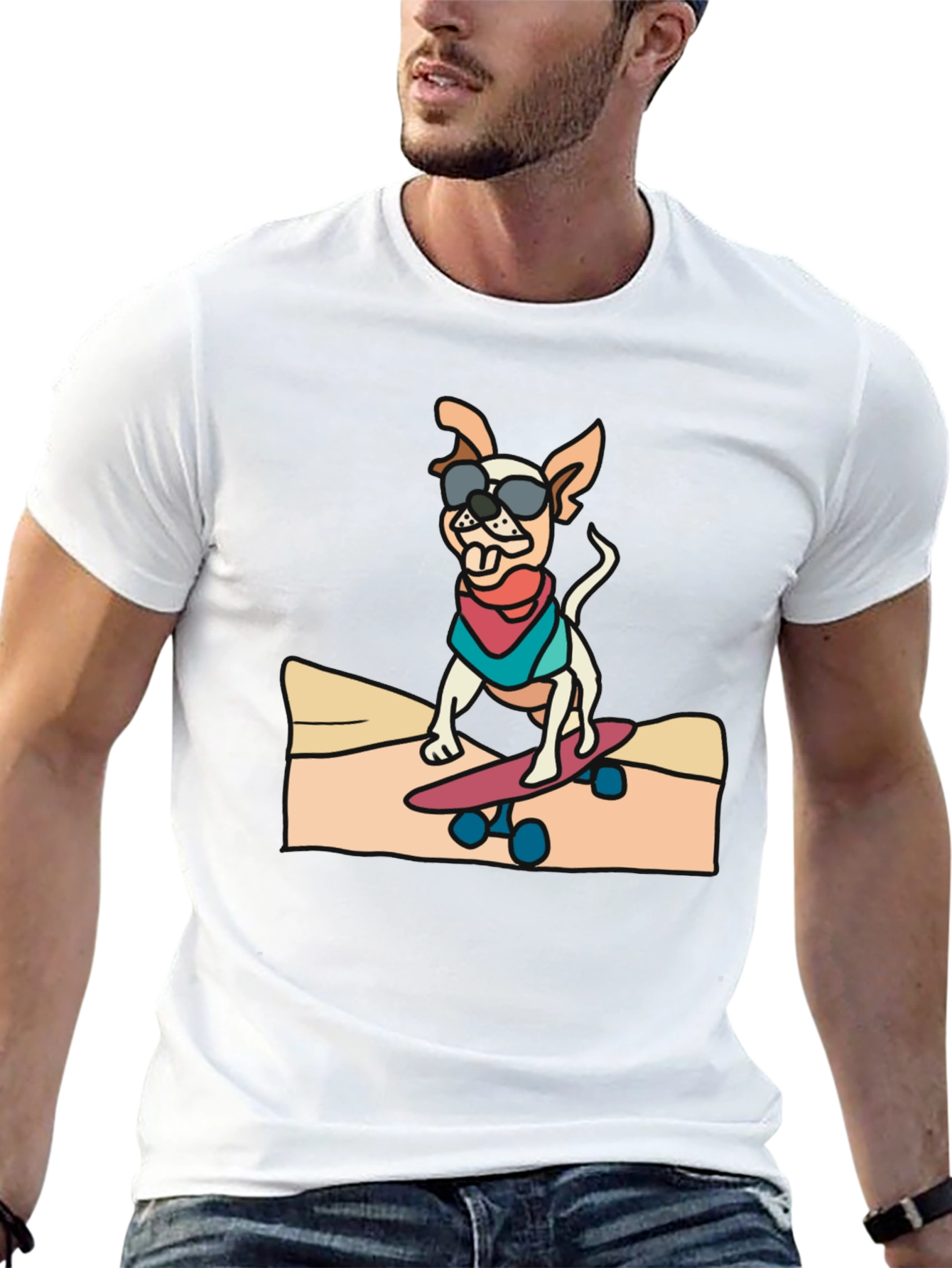 Cool Dog Skateboard Graphic Tee