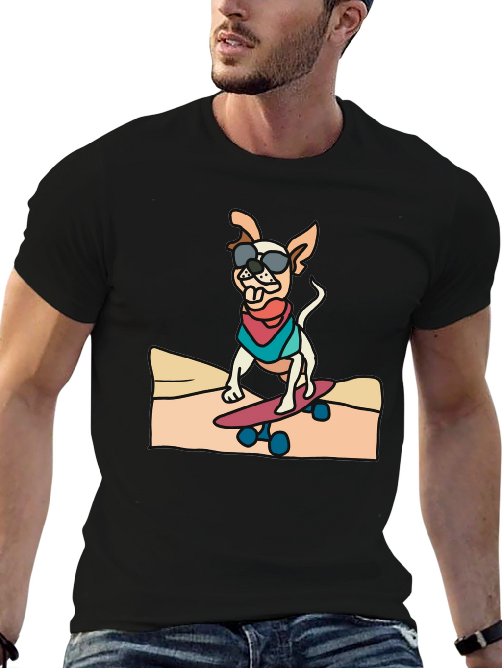 Cool Dog Skateboard Graphic Tee