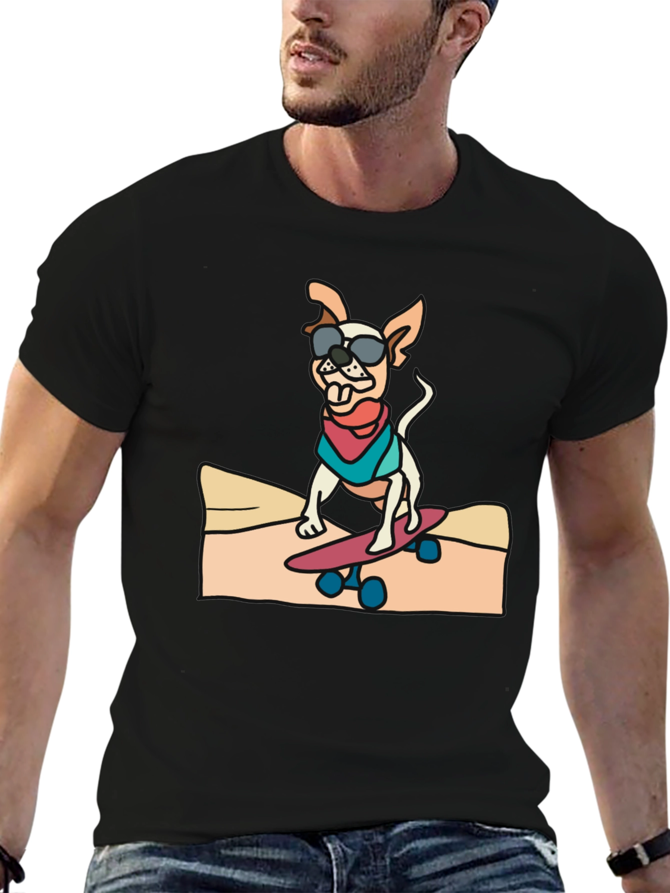 Cool Dog Skateboard Graphic Tee