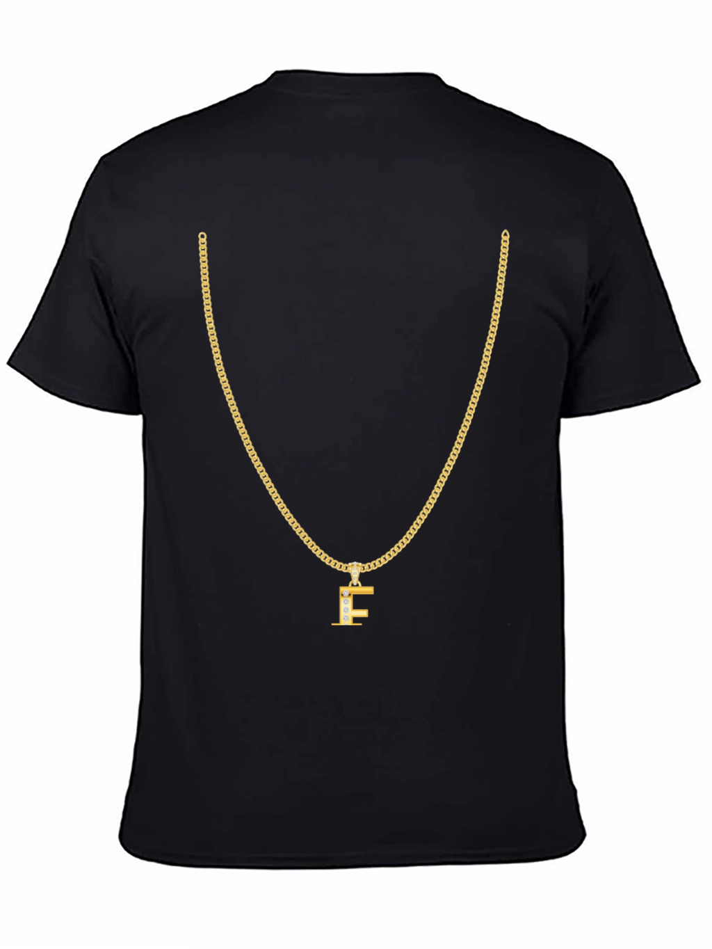 Gold Chain T-Shirt - Letter F Pendant