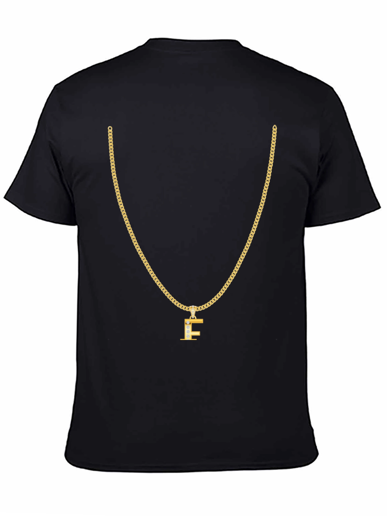 Gold Chain T-Shirt - Letter F Pendant