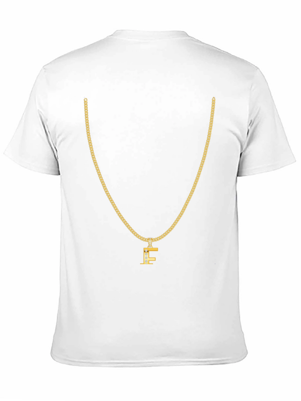 Gold Chain T-Shirt - Letter F Pendant