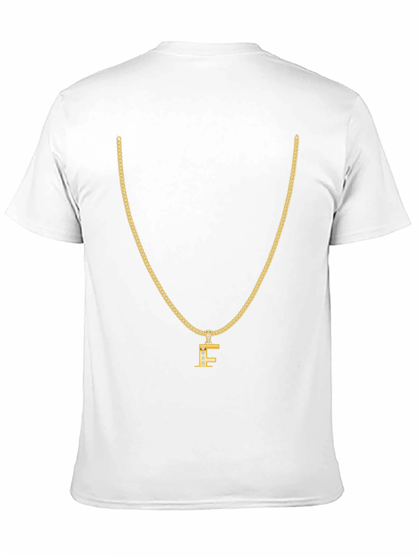Gold Chain T-Shirt - Letter F Pendant