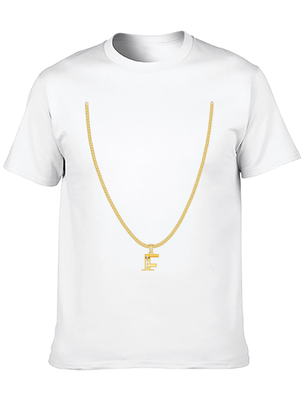 Gold Chain T-Shirt - Letter F Pendant
