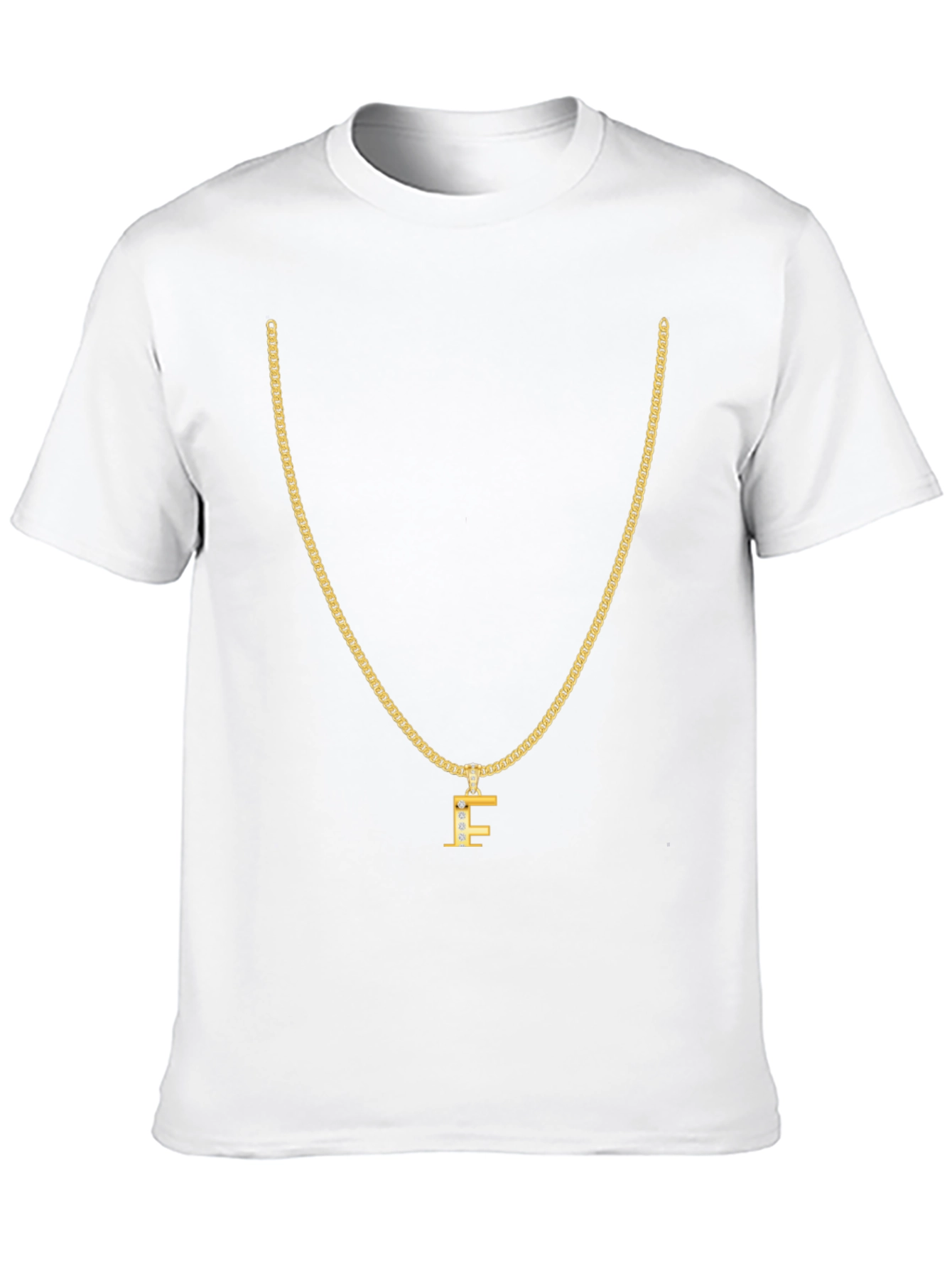 Gold Chain T-Shirt - Letter F Pendant