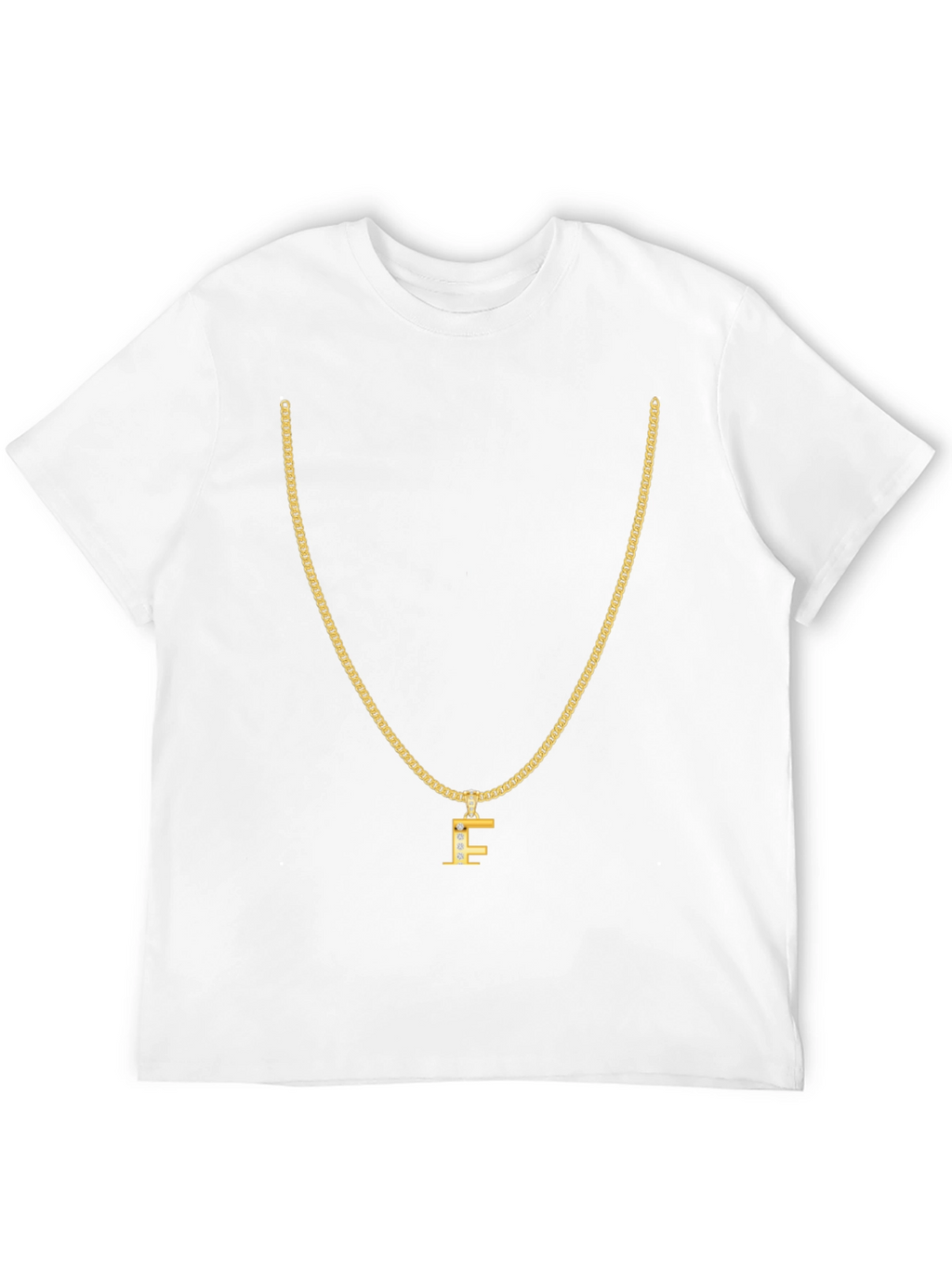 Gold Chain T-Shirt - Letter F Pendant