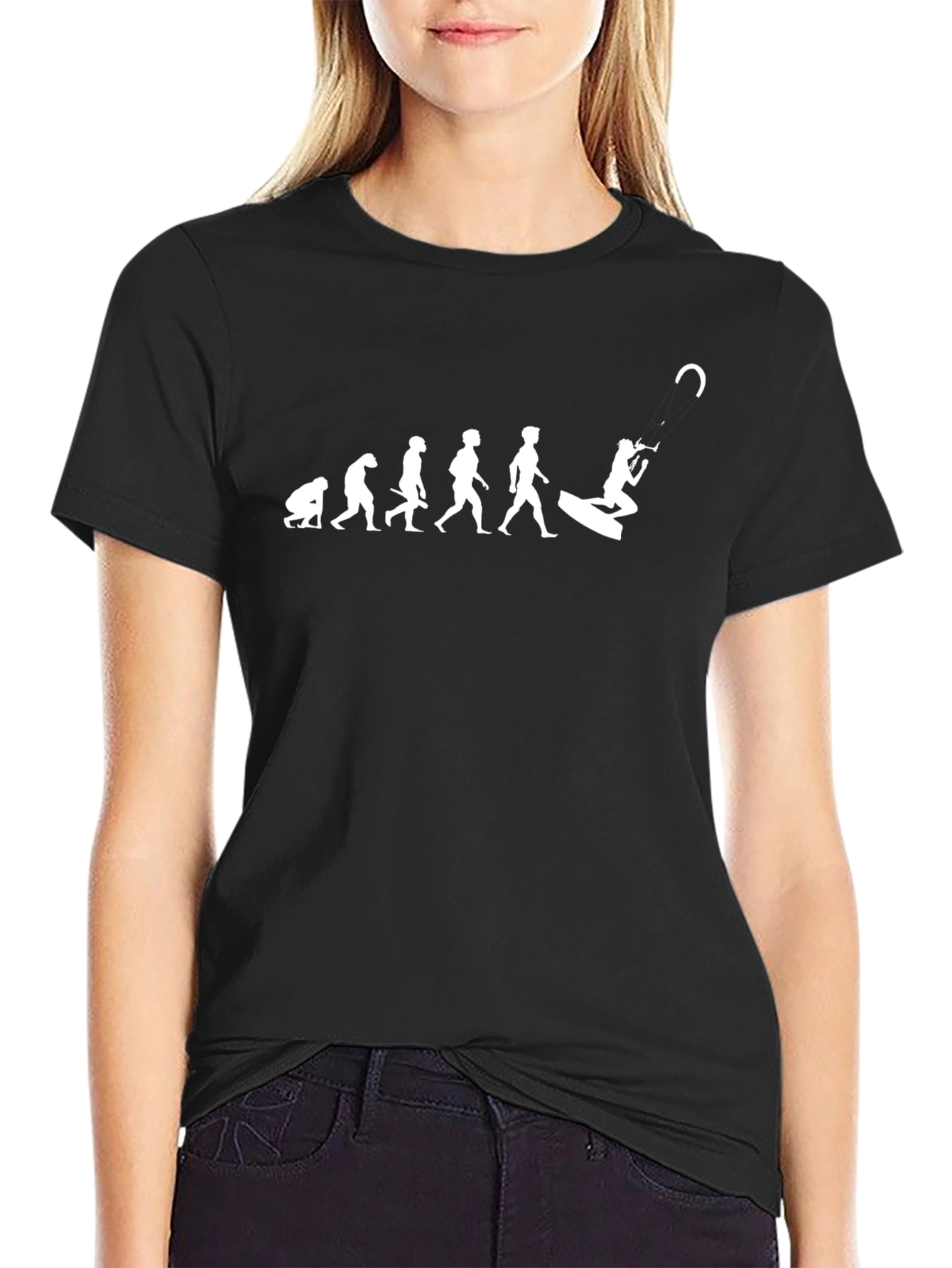Evolution of Kitesurfing Black T-Shirt