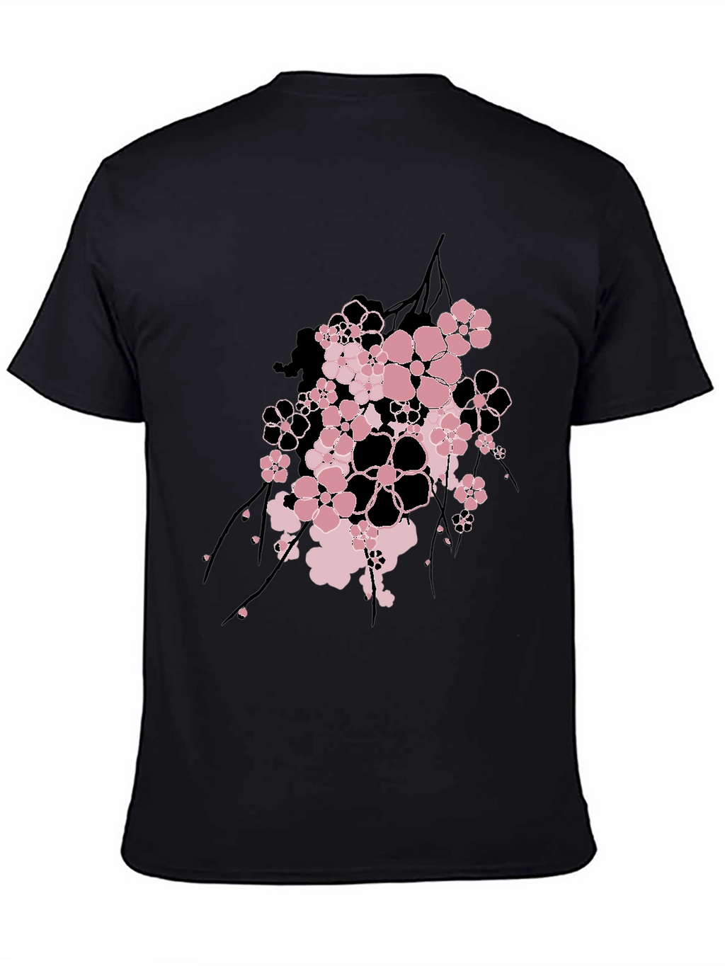 Floral Graphic Print Mens Black T-Shirt