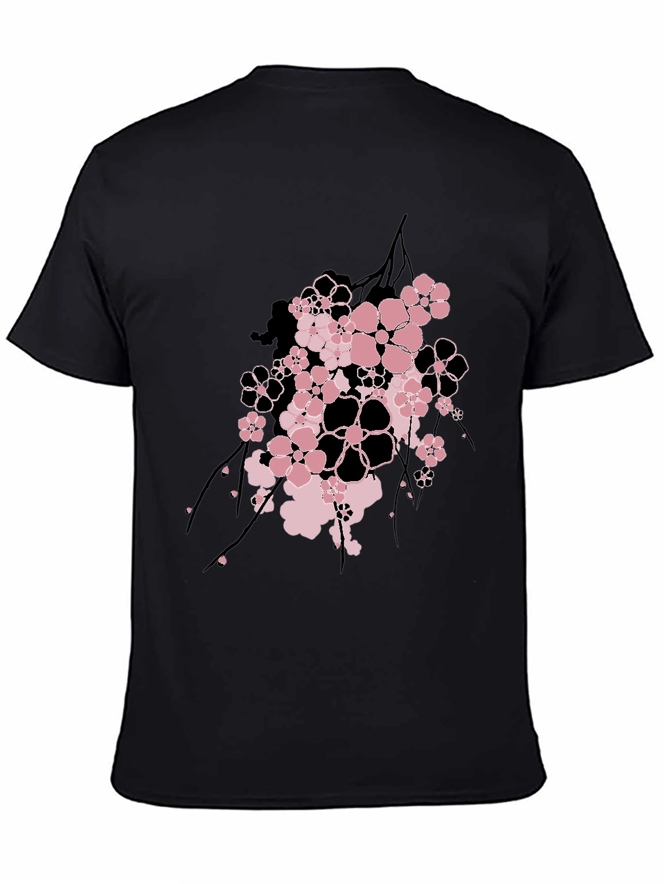 Floral Graphic Print Mens Black T-Shirt
