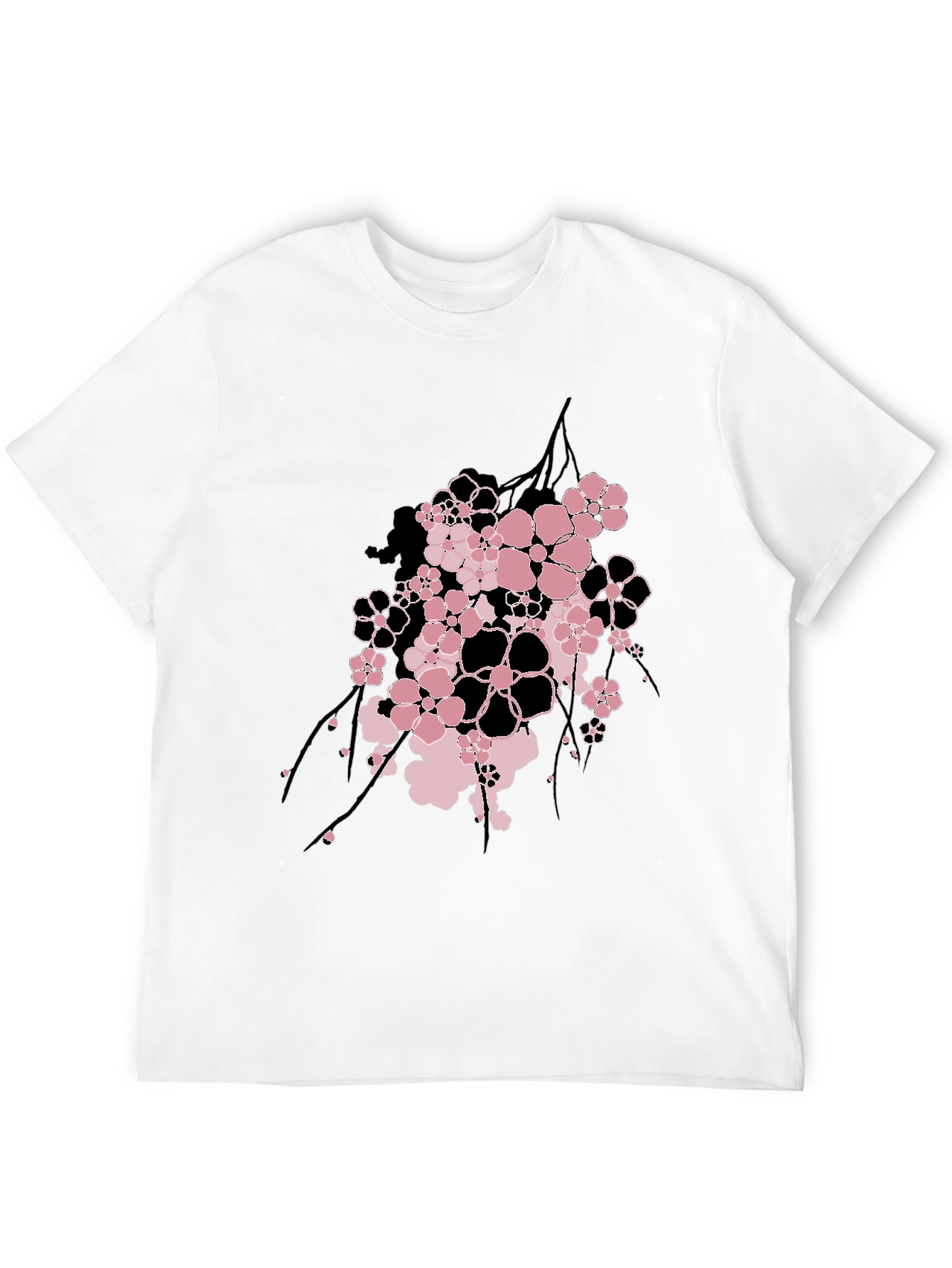 Floral Graphic Print Mens Black T-Shirt