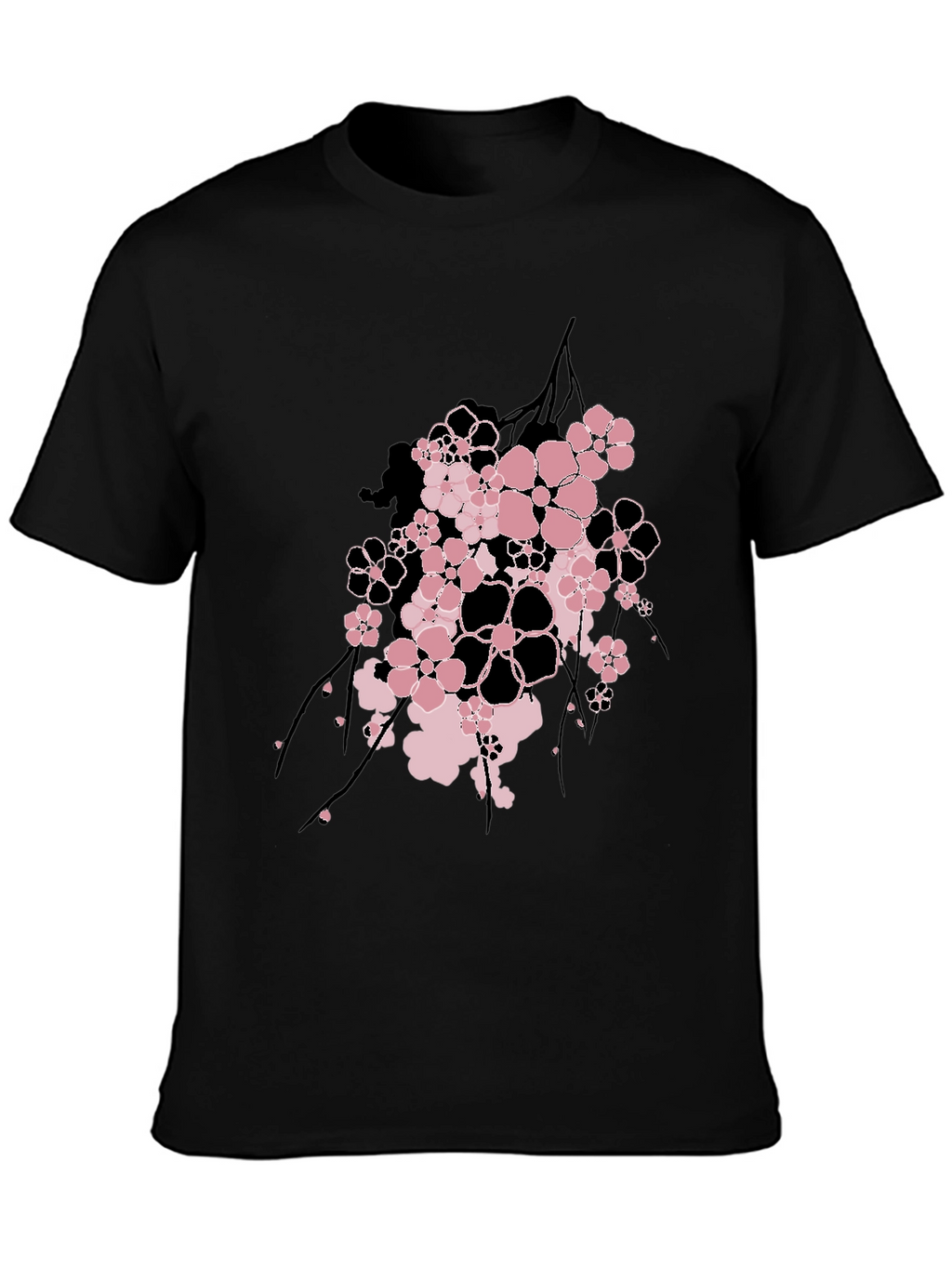 Floral Graphic Print Mens Black T-Shirt