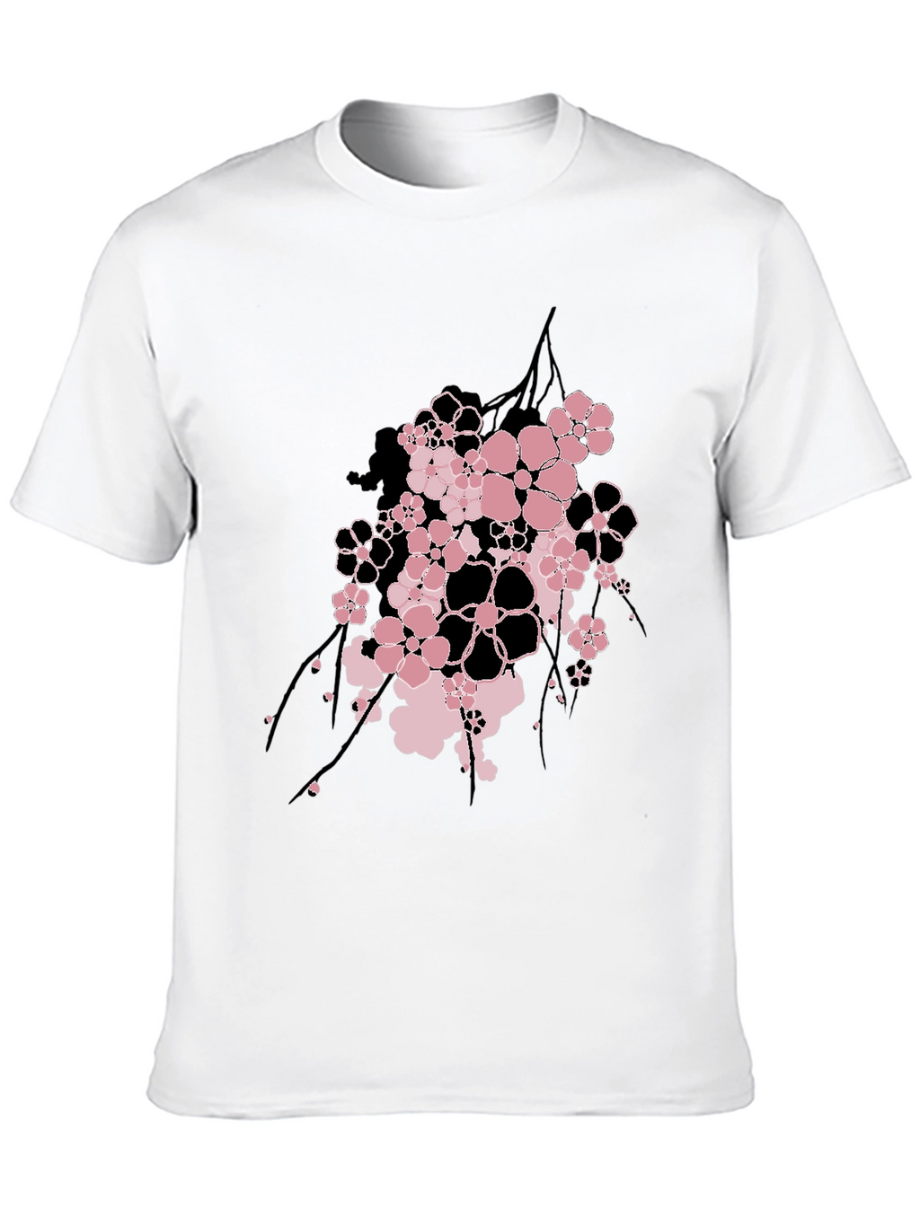Floral Graphic Print Mens Black T-Shirt
